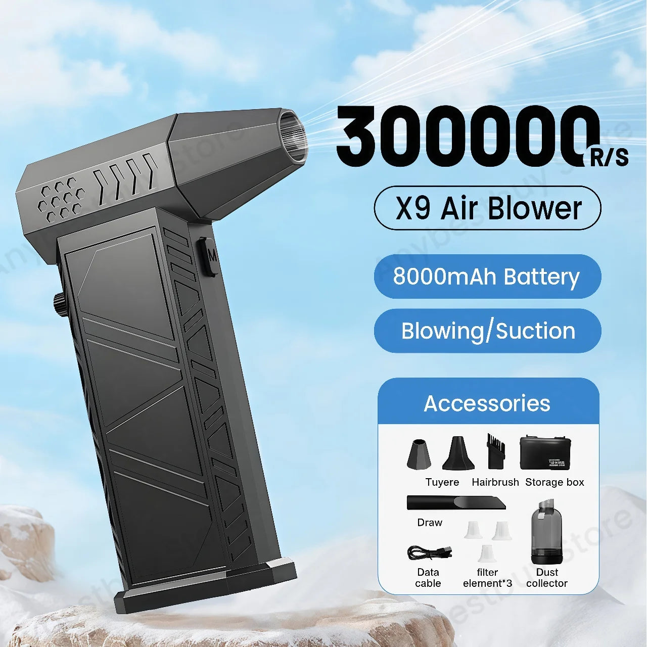X9 Turbo Fan Jet 300000RPM Turbo Jet Blower Brushless Vacuum Cleaner Blower For PC/Keyboard/Home/Car Cleaning Air Duster Blower